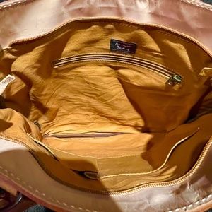 Ladies leather tooled, cow hide hand bag